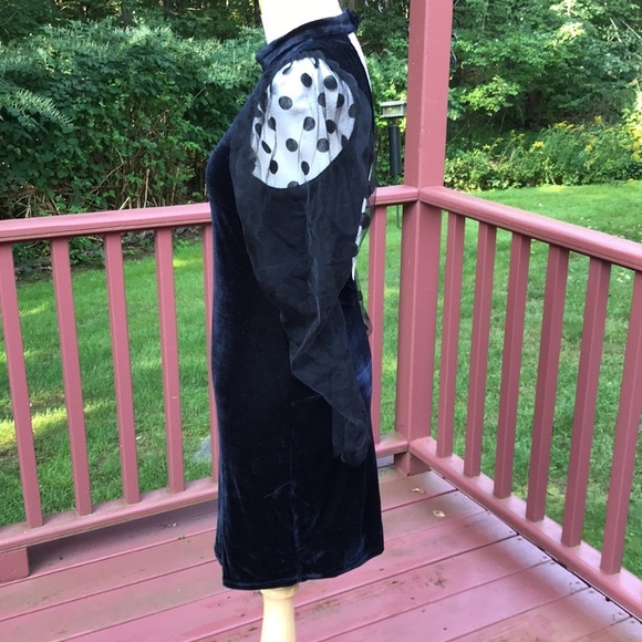 ZARA Size M velvet dotted mesh open back dress - Picture 5 of 12